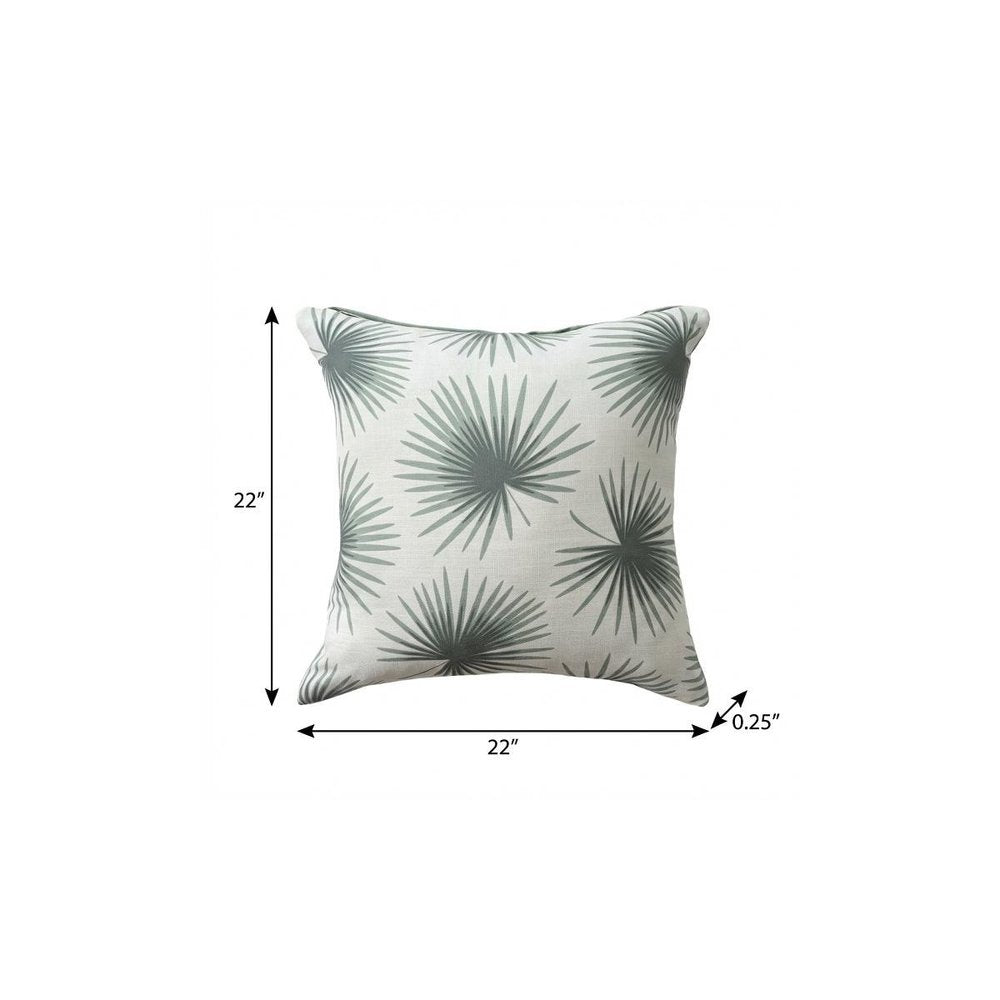 22" Sage And Off White Beach Floral Throw Pillow Cover