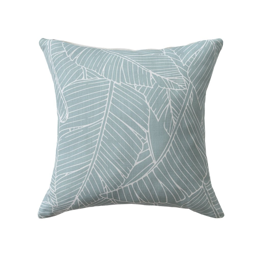 18" Blue And White Beach Floral Throw Pillow Cover