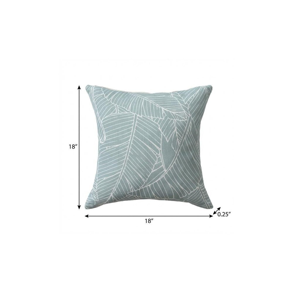 18" Blue And White Beach Floral Throw Pillow Cover