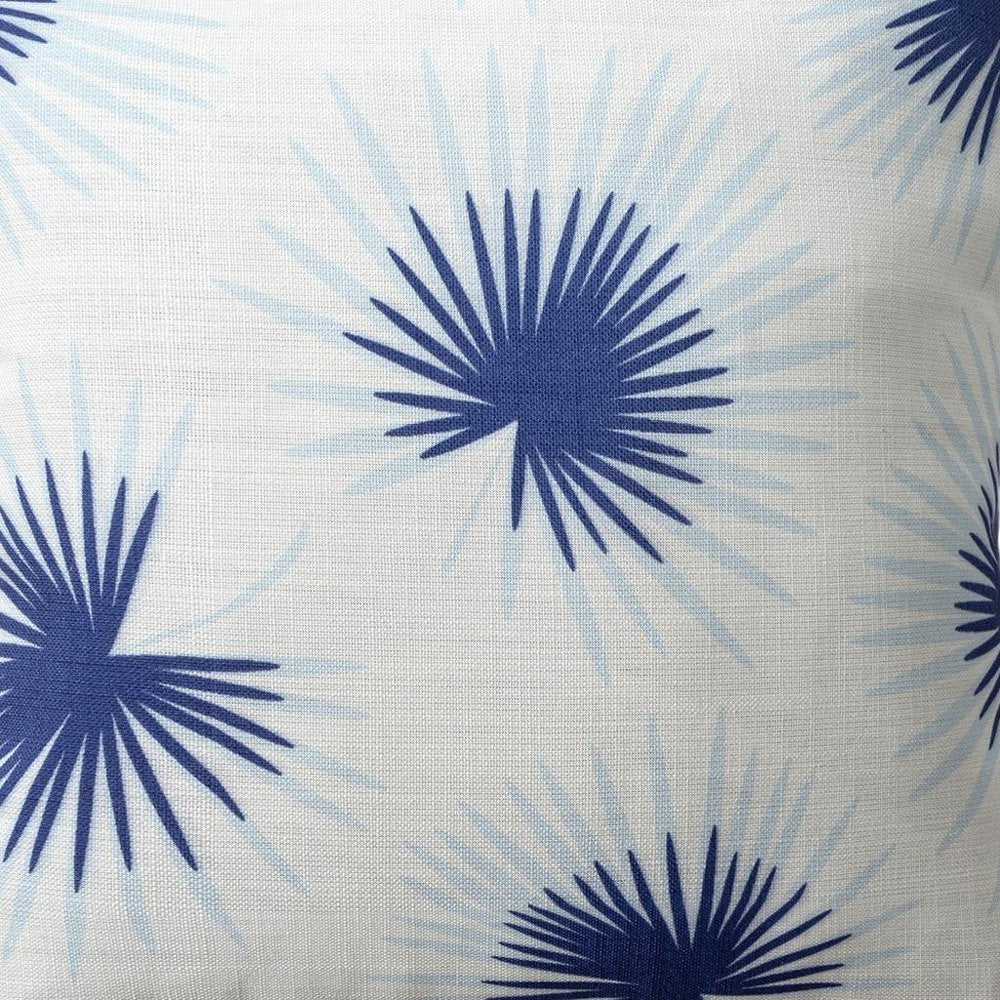 18" Navy Blue And White Floral Throw Pillow Cover