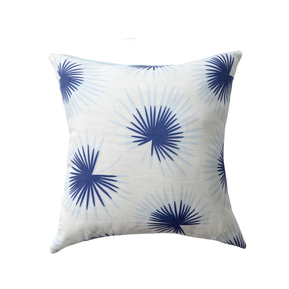 22" Blue And White Beach Floral Throw Pillow Cover