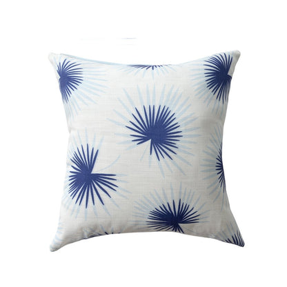 22" Blue And White Beach Floral Throw Pillow Cover
