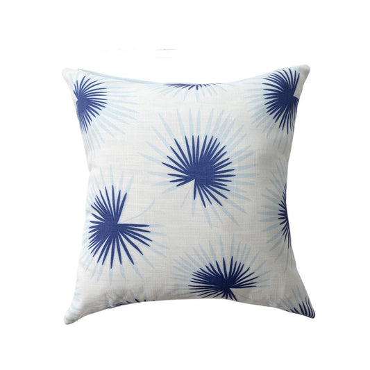 22" Blue And White Beach Floral Throw Pillow Cover