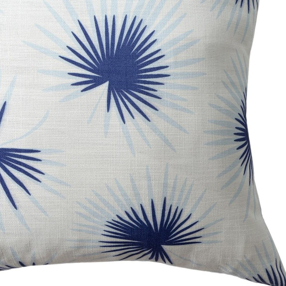 22" Navy Blue And White Floral Throw Pillow Cover