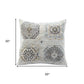 20" Light Gray And Ivory Medallion Throw Pillow Cover