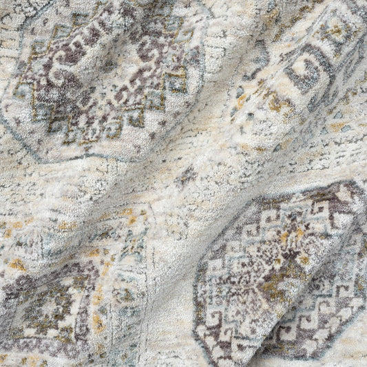 20" Light Gray And Ivory Medallion Throw Pillow Cover