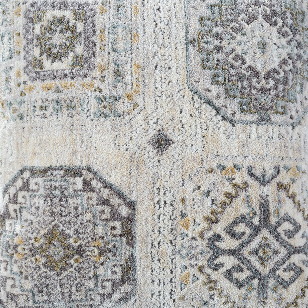 20" Light Gray And Ivory Medallion Throw Pillow Cover