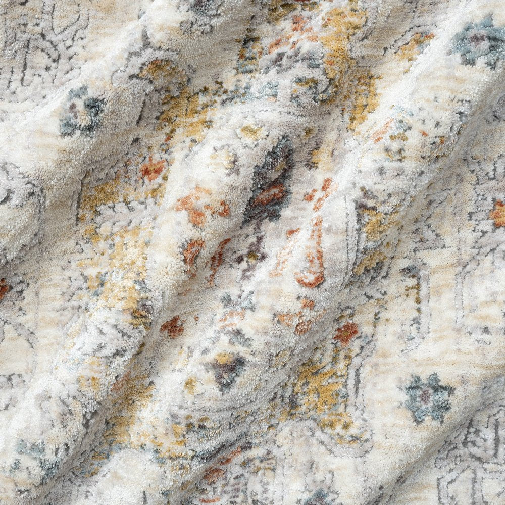 20" Light Gray And Yellow Medallion Throw Pillow Cover