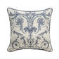 20" Blue And Ivory Damask Recycled Poly Linen Throw Pillow Cover