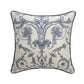 20" Ivory And Blue Damask Throw Pillow Cover
