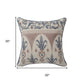 20" Ivory And Blue Damask Recycled Poly Linen Throw Pillow Cover