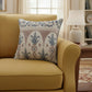 20" Ivory And Blue Damask Recycled Poly Linen Throw Pillow Cover