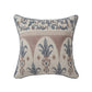 20" Blue And Brown Damask Recycled Poly Linen Throw Pillow Cover