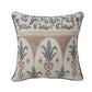 20" Blue And Brown Damask Recycled Poly Linen Throw Pillow Cover