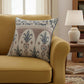 24" Blue And Brown Damask Recycled Poly Linen Throw Pillow Cover