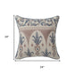 24" Ivory And Blue Damask Recycled Poly Linen Throw Pillow Cover