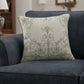 20" Ivory And Green Damask Recycled Poly Linen Throw Pillow Cover