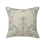 20" Sage And Ivory Damask Recycled Poly Linen Throw Pillow Cover