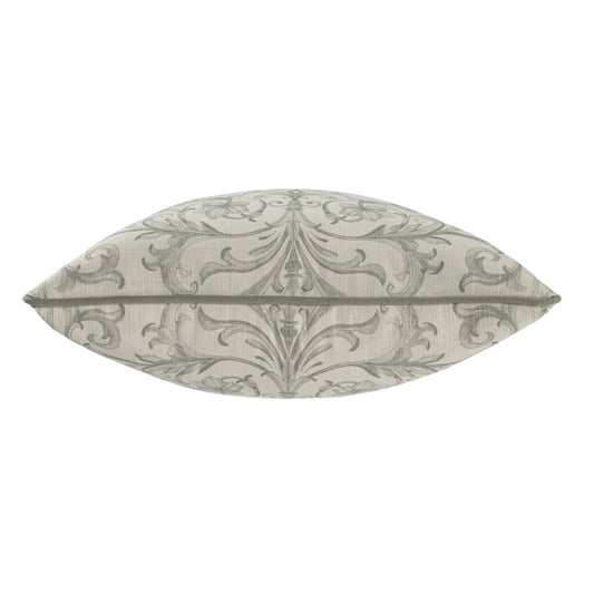 20" Sage And Ivory Damask Recycled Poly Linen Throw Pillow Cover