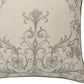 20" Sage And Ivory Damask Recycled Poly Linen Throw Pillow Cover