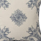 20" Blue And Ivory Floral Recycled Poly Linen Throw Pillow Cover