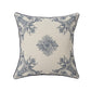 20" Blue And Ivory Floral Recycled Poly Linen Throw Pillow Cover