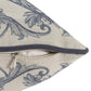 20" Blue And Ivory Floral Recycled Poly Linen Throw Pillow Cover