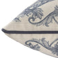 20" Blue And Ivory Floral Recycled Poly Linen Throw Pillow Cover