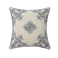 20" Blue And Ivory Floral Recycled Poly Linen Throw Pillow Cover