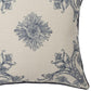24" Blue And Ivory Floral Recycled Poly Linen Throw Pillow Cover