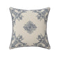 24" Blue And Ivory Floral Recycled Poly Linen Throw Pillow Cover