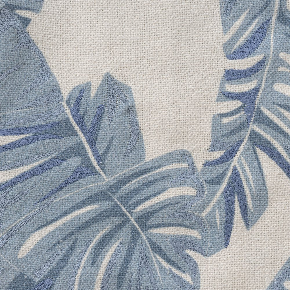 20" Blue And Ivory Floral Cotton Throw Pillow Cover