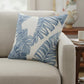 20" Blue And Ivory Floral Cotton Throw Pillow Cover