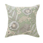 24" Green And Ivory Floral Cotton Throw Pillow Cover