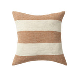 24" Brown And Ivory Striped Linen Blend Throw Pillow Cover