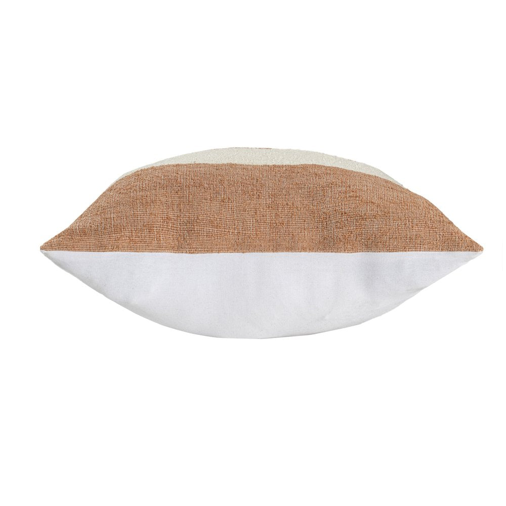 24" Rust And Ivory Striped Linen Blend Throw Pillow Cover