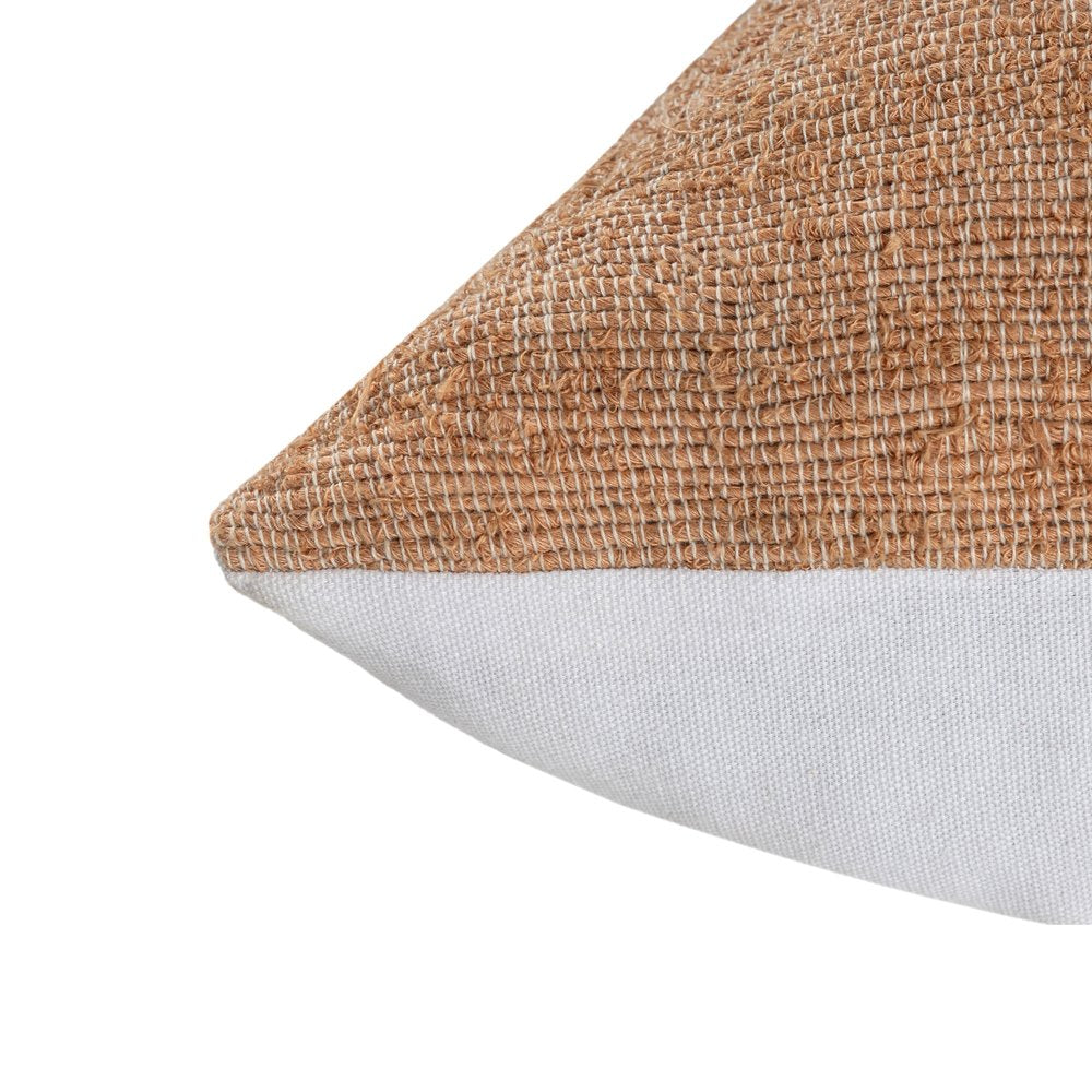 24" Rust And Ivory Striped Linen Blend Throw Pillow Cover