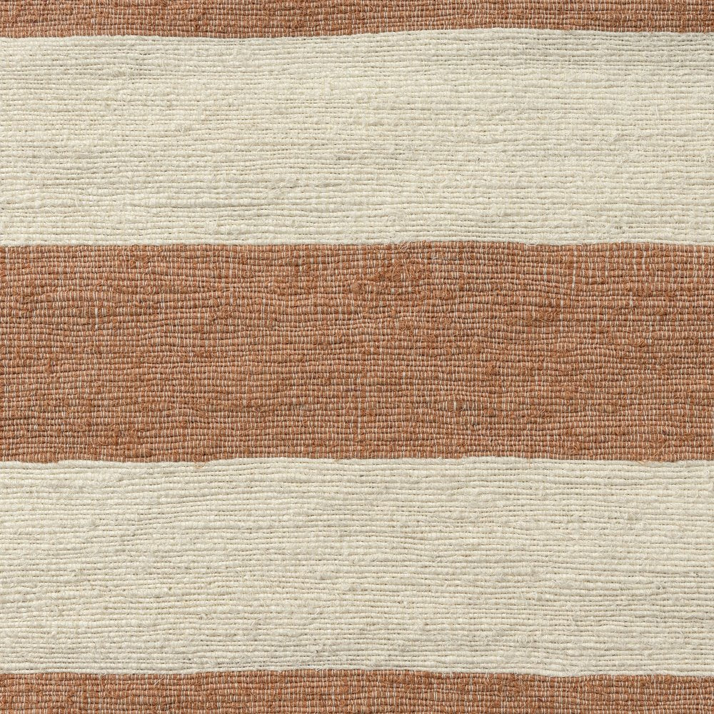 24" Rust And Ivory Striped Linen Blend Throw Pillow Cover