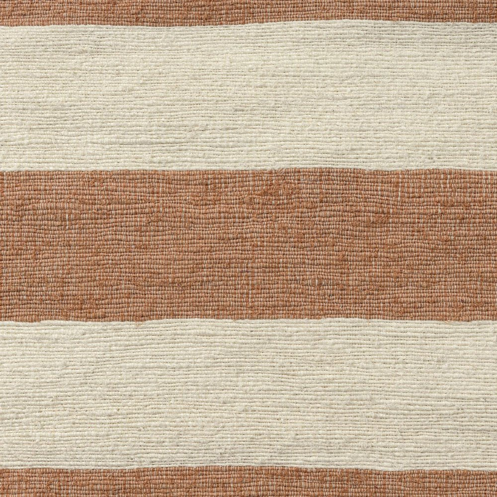 24" Brown And Ivory Striped Linen Blend Throw Pillow Cover