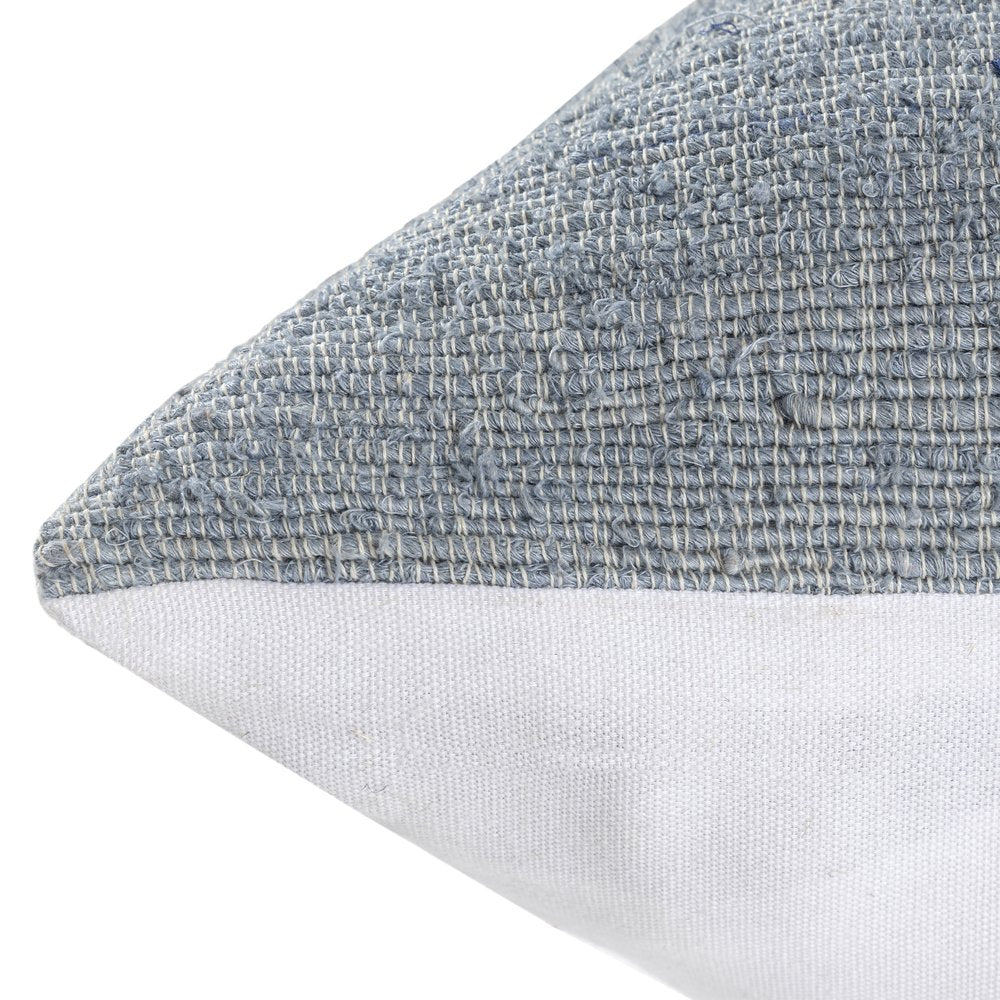 24" Blue And Ivory Striped Linen Blend Throw Pillow Cover