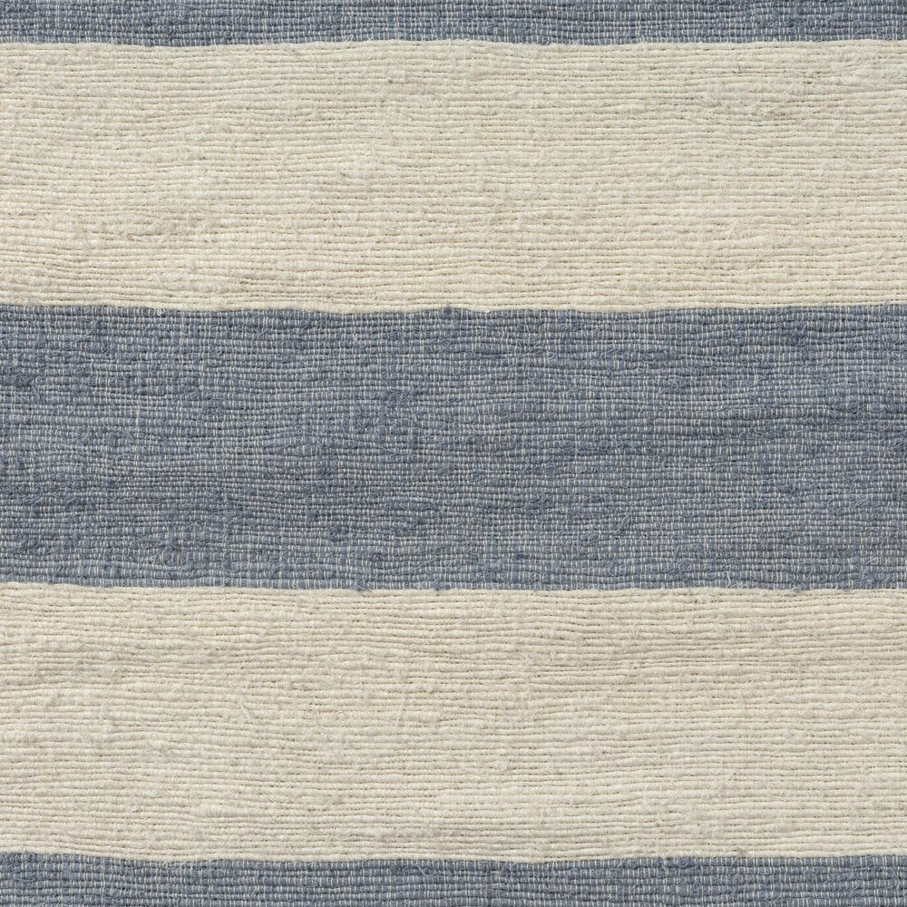 24" Blue And Ivory Beach Striped Linen Blend Throw Pillow Cover