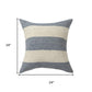 24" Blue And Ivory Striped Linen Blend Throw Pillow Cover
