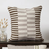 24" Brown And Gray Striped Wool Blend Throw Pillow Cover