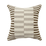 24" Brown Gray And Off White Striped Wool Blend Throw Pillow Cover