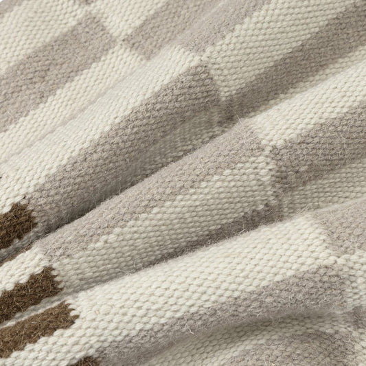 24" Brown Gray And Off White Striped Wool Blend Throw Pillow Cover