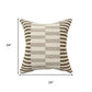 24" Brown Gray And Off White Striped Wool Blend Throw Pillow Cover
