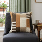 24" Brown Off White And Orange Geometric Wool Blend Throw Pillow Cover