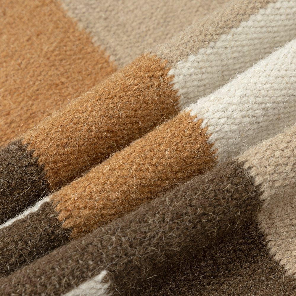 24" Brown And Orange Geometric Wool Blend Throw Pillow Cover