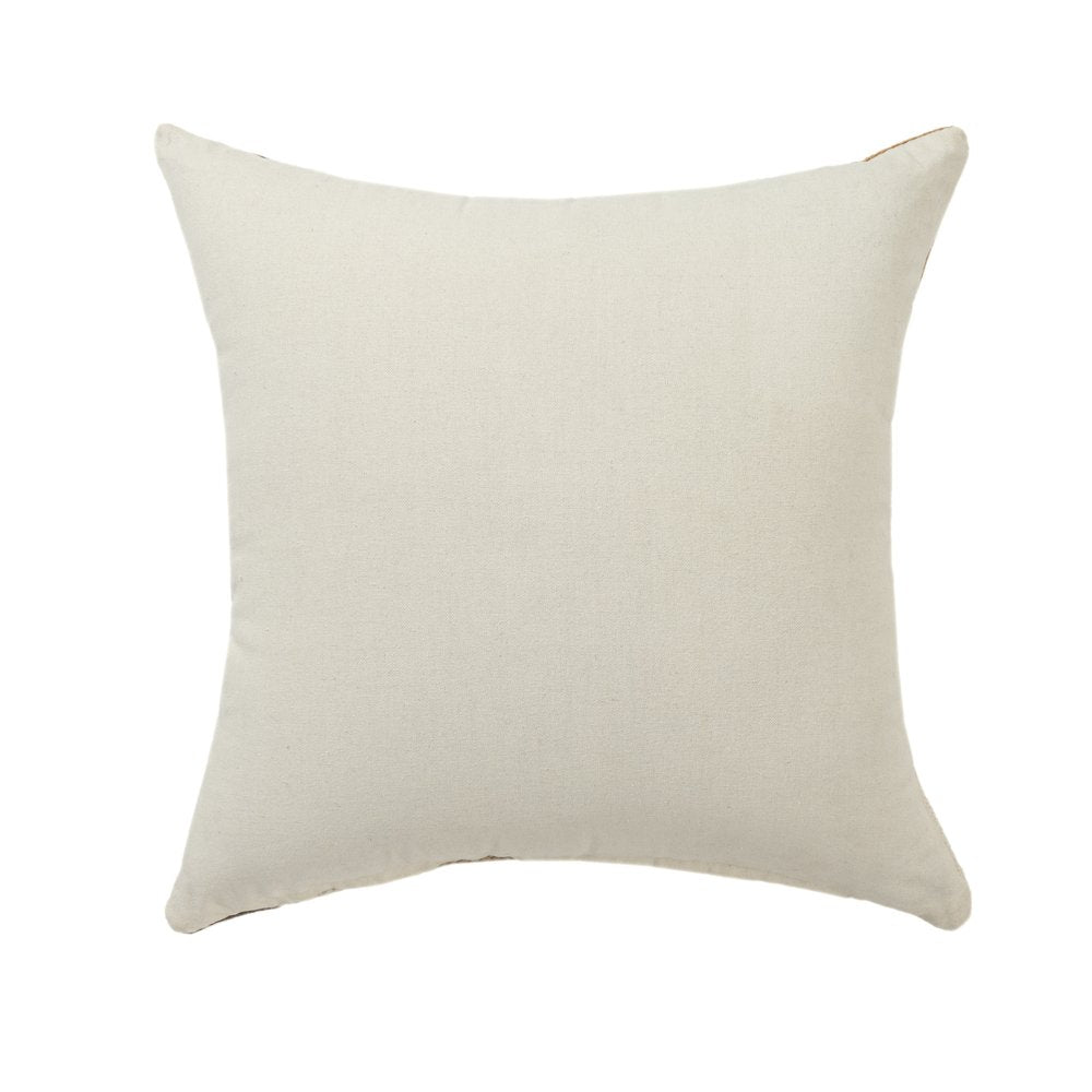 24" Brown Off White And Orange Geometric Wool Blend Throw Pillow Cover