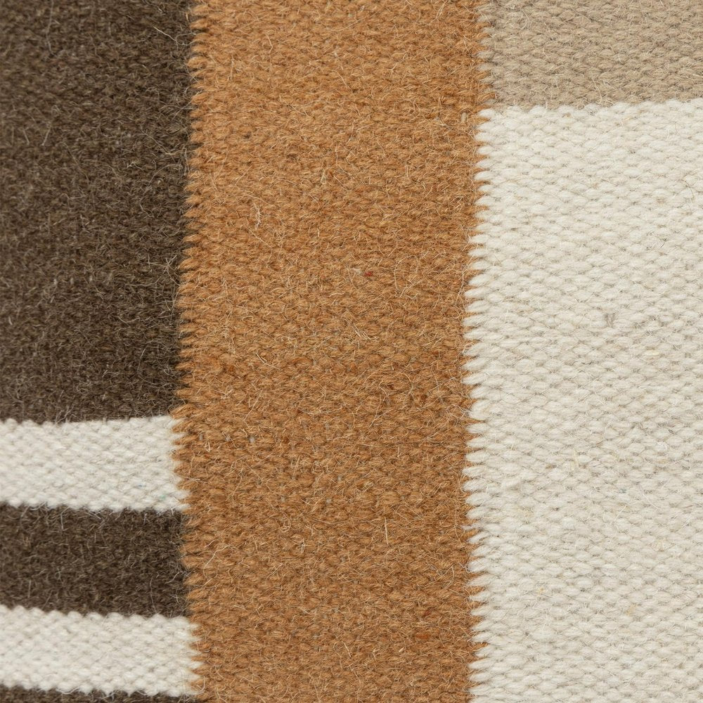 24" Brown Off White And Orange Geometric Wool Blend Throw Pillow Cover